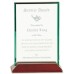 Beveled Rectangle Jade Glass Award with Piano Finish Base 